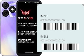 Cómo ver el código IMEI en Zeno 10