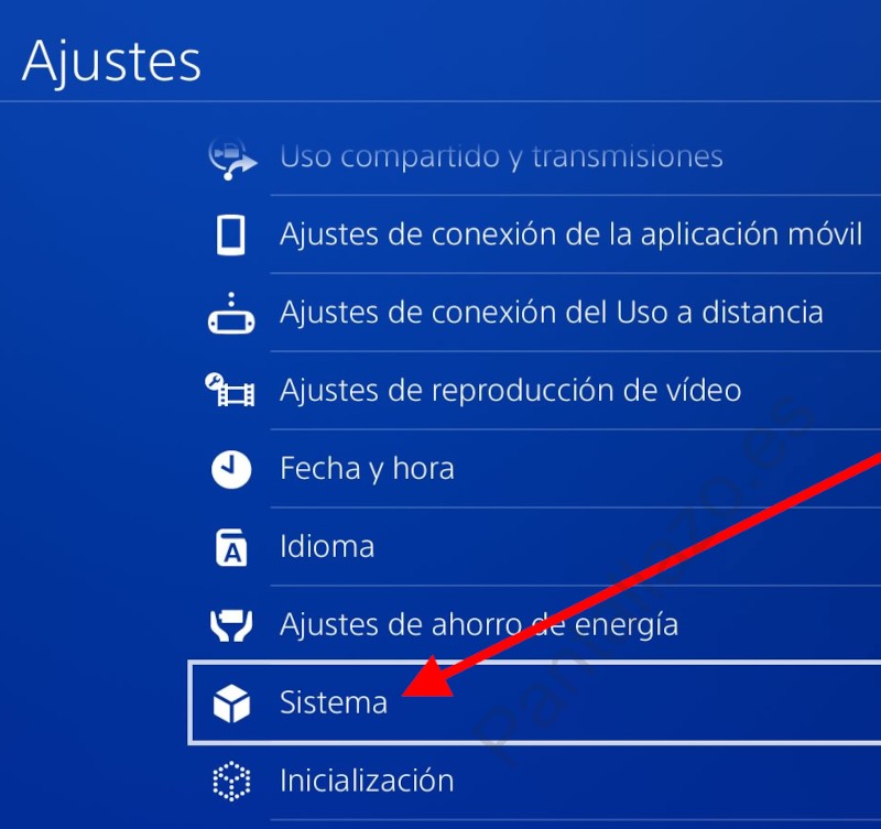 Ajustes de sistema PlayStation 4