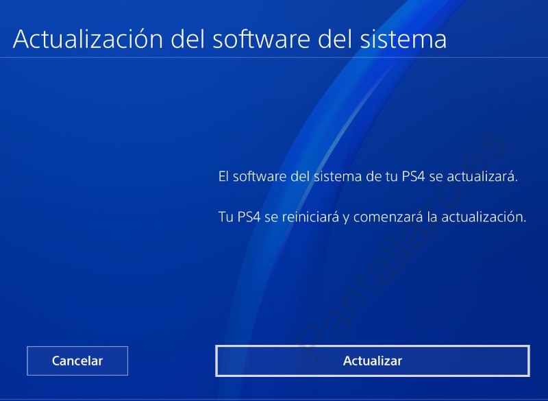 Comenzar actualización ps4