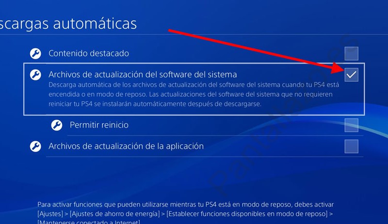 Descarga automática actualizaciones PlayStation 4