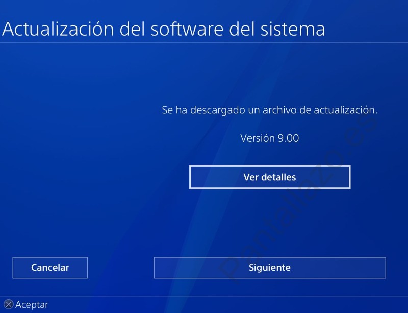 Detalles actualización ps4