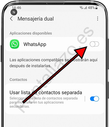 Activar mensajería dual en Samsung