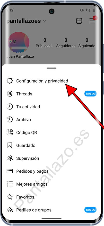 Configuración y privacidad Instagram