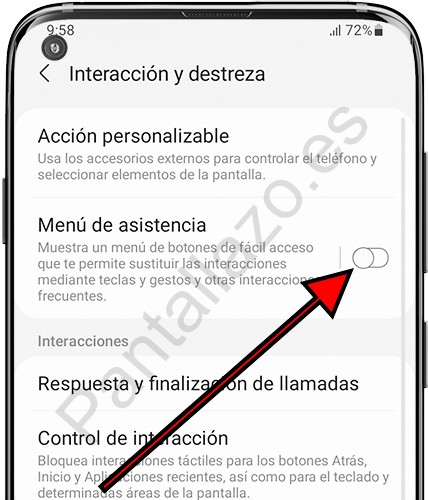 Activar menú de asistencia Samsung Galaxy