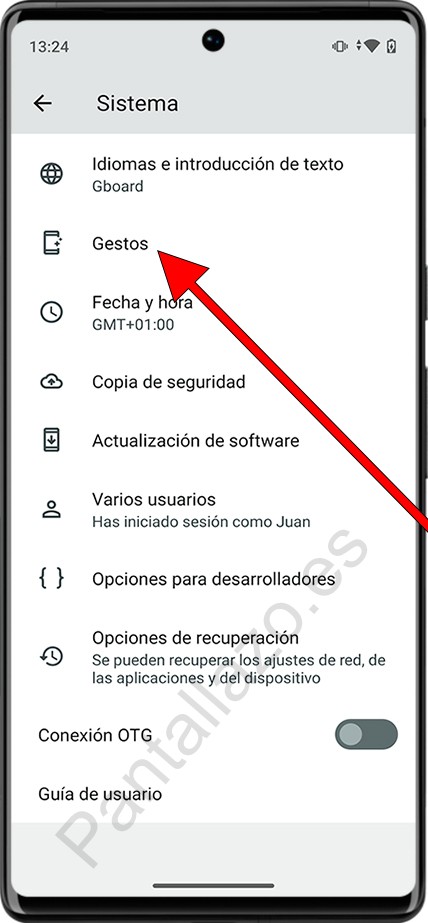 Ajustes gestos Android