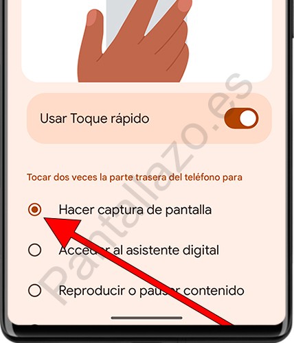 Hacer captura de pantalla con toque rápido