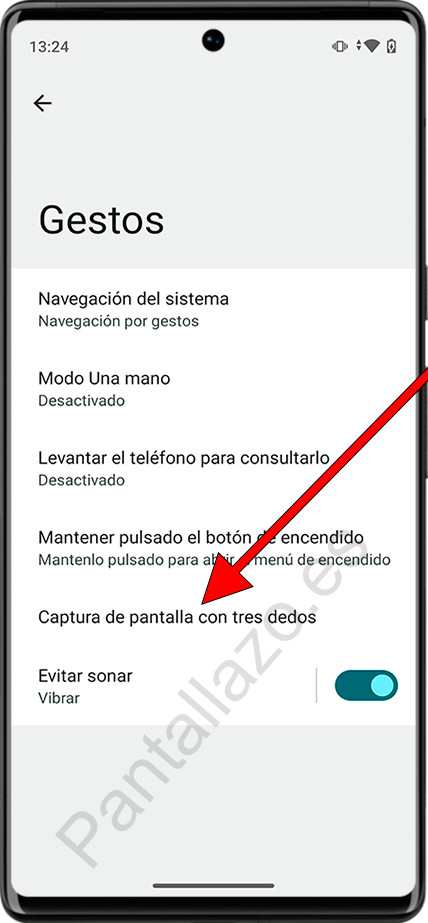 Captura de pantalla con tres dedos Android