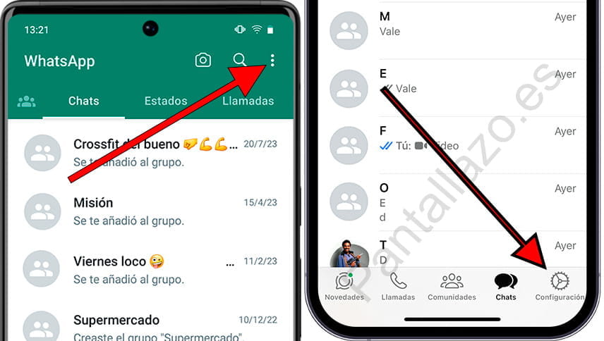 Abrir configuración WhatsApp en Android o iPhone