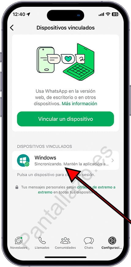 Dispositivo vinculado en WhatsApp