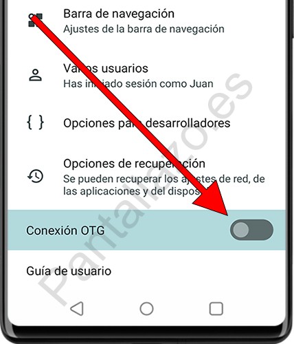 Activar o desactivar OTG en Android