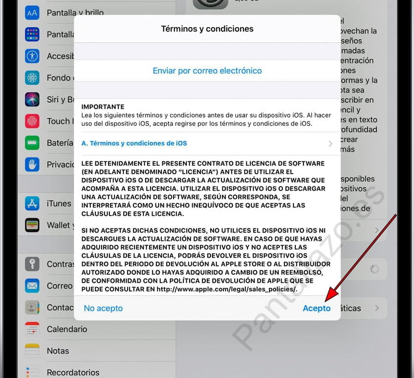 Instalar actualización iPad