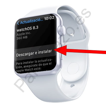 Descargar e instalar actualización Apple Watch