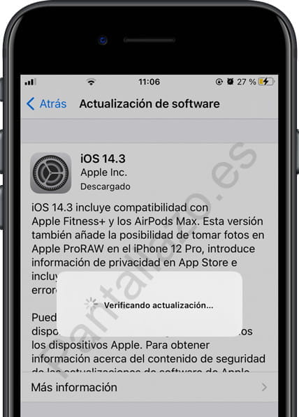 Verificando actualización iPhone