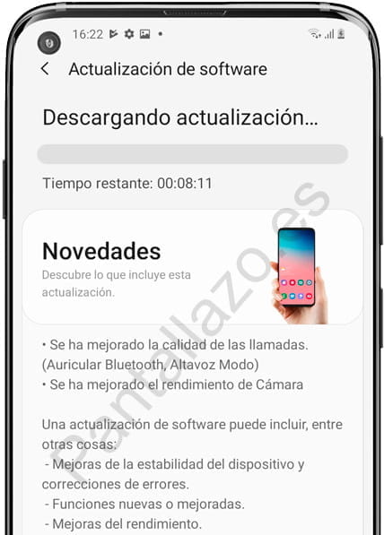 Descargando actualización Samsung