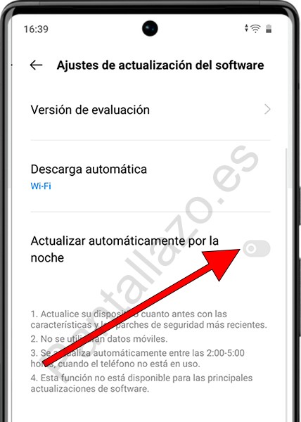 Actualización nocturna Realme