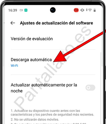 Descarga automática actualización en Realme