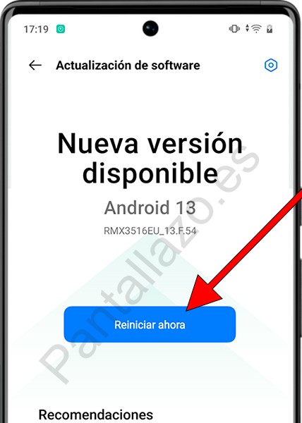 Instalar actualización de software Realme