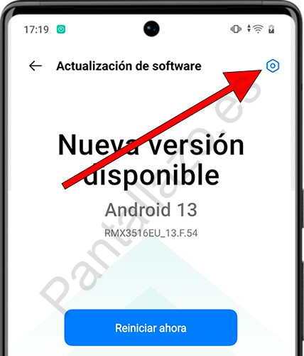 Opciones actualización de software Realme