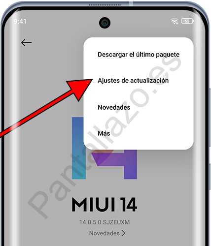 Ajustes de actualización Xiaomi