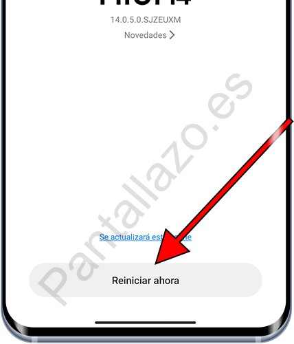 Reiniciar tras actualización Xiaomi