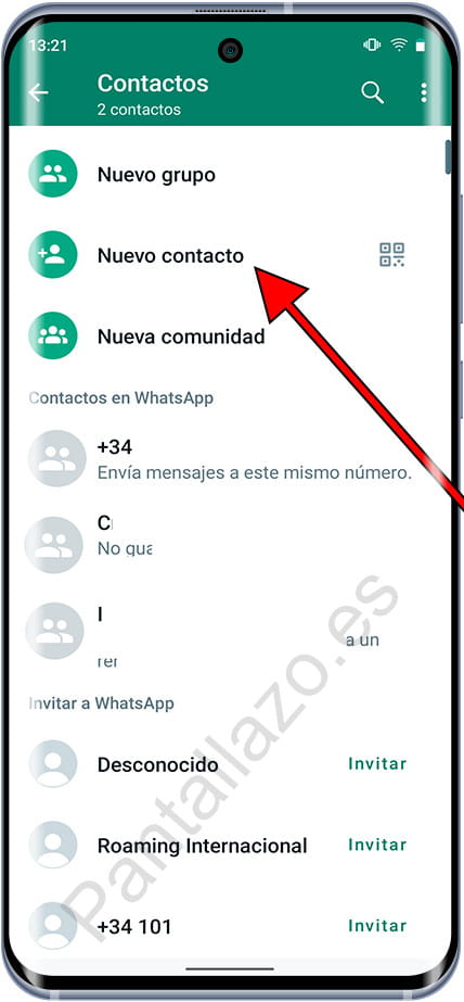 Nuevo contacto WhatsApp