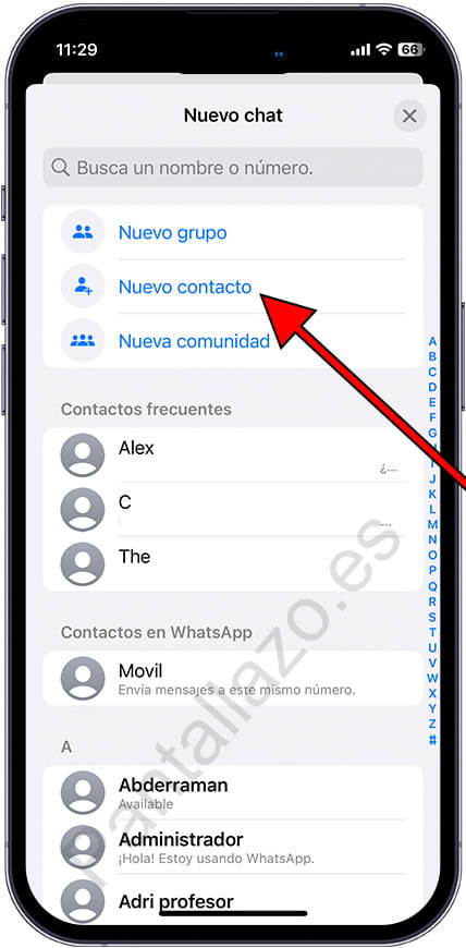 Nuevo contacto WhatsApp iPhone