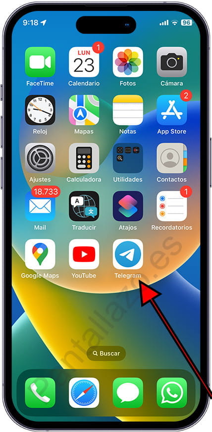 Icono Telegram en iPhone