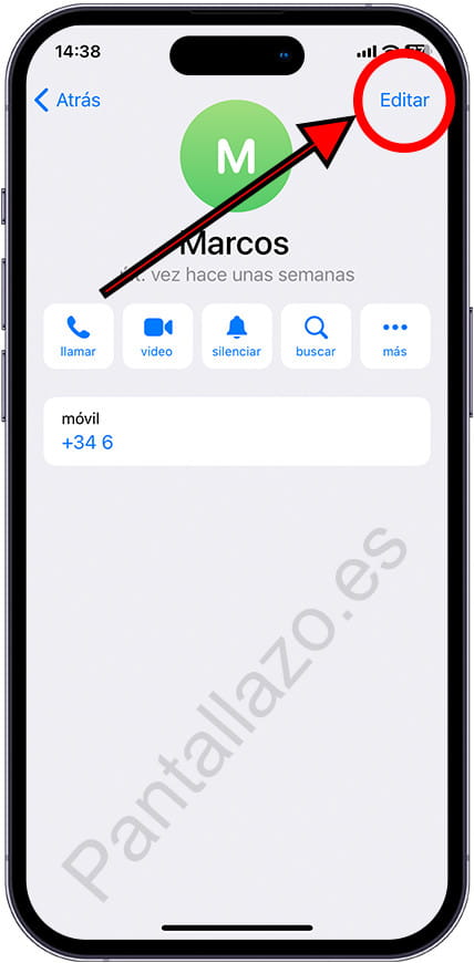 Ficha contacto en iPhone