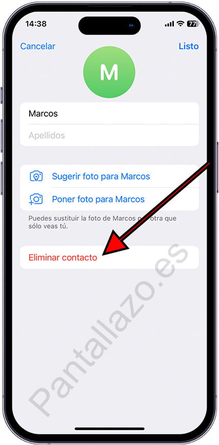 Editar contacto Telegram en iPhone