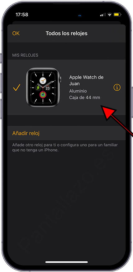 Seleccionar reloj Apple Watch