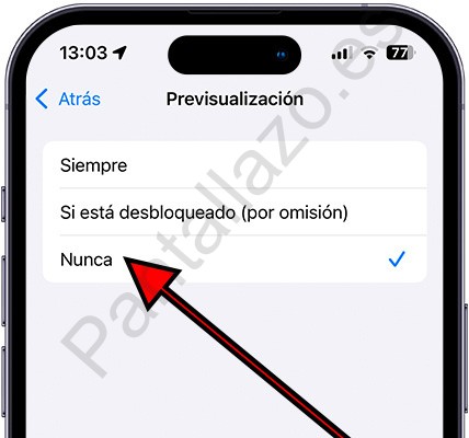 Ajustes previsualizar notificaciones iPhone