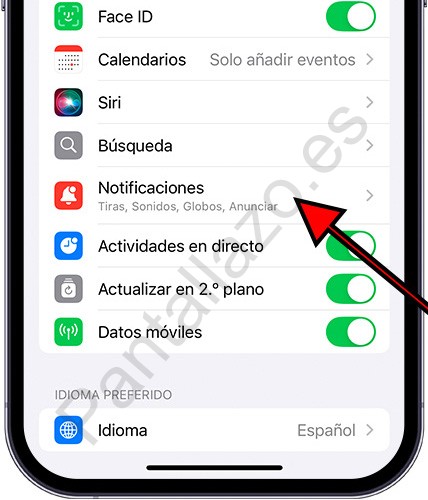 Notificaciones de app en iPhone