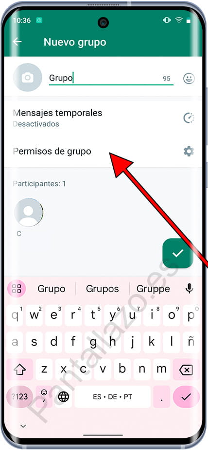 Permisos de grupo de WhatsApp