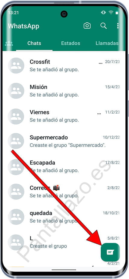 Botón iniciar nueva conversación WhatsApp