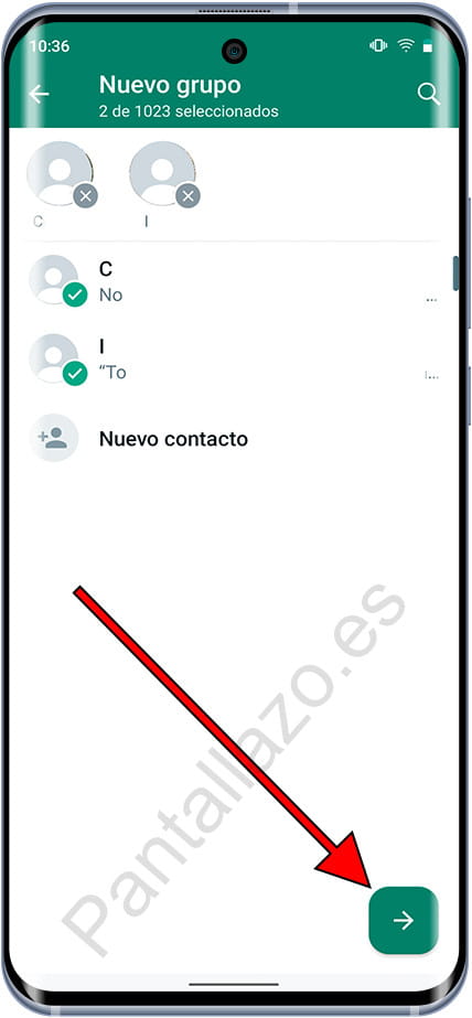 Seleccionar contactos grupo WhatsApp