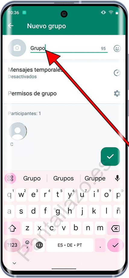 Nombre de grupo WhatsApp