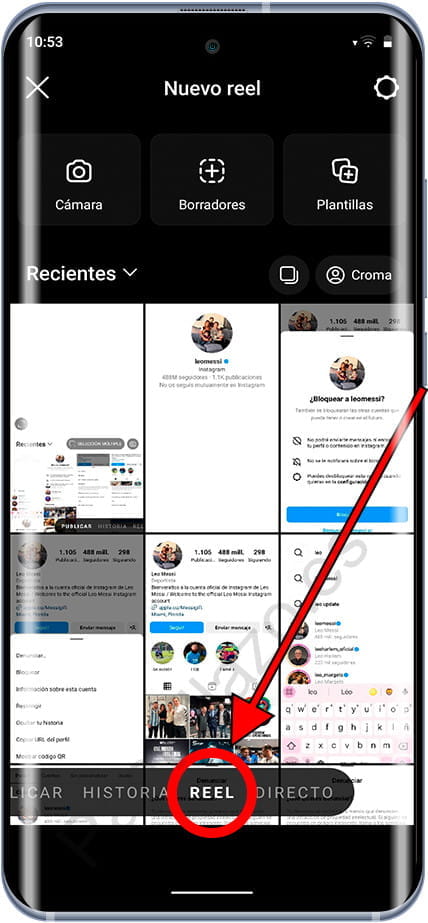 Crear reel de Instagram