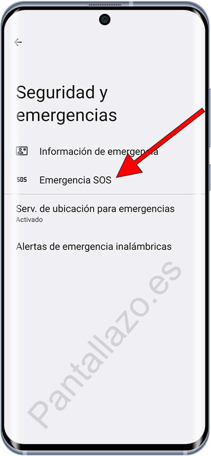 Ajustes emergencia SOS Android