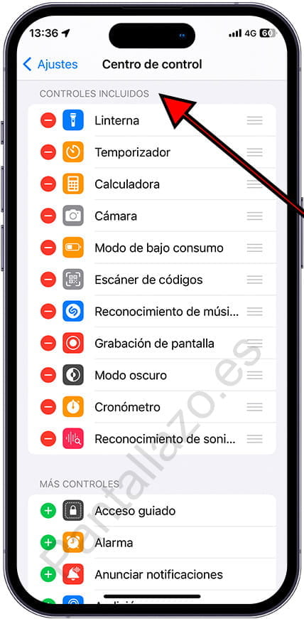 Controles incluidos iPhone