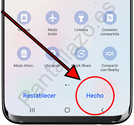 Finalizar edición accesos directos Samsung