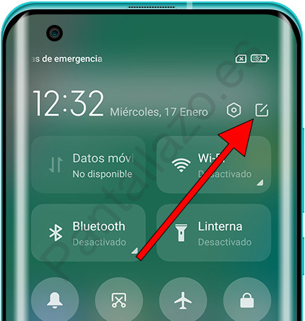 Botón editar panel accesos directos Xiaomi