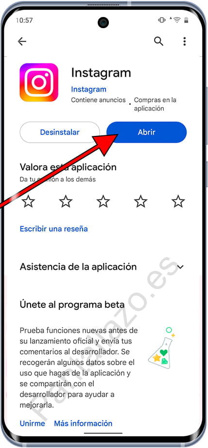 Abrir aplicación Instagram