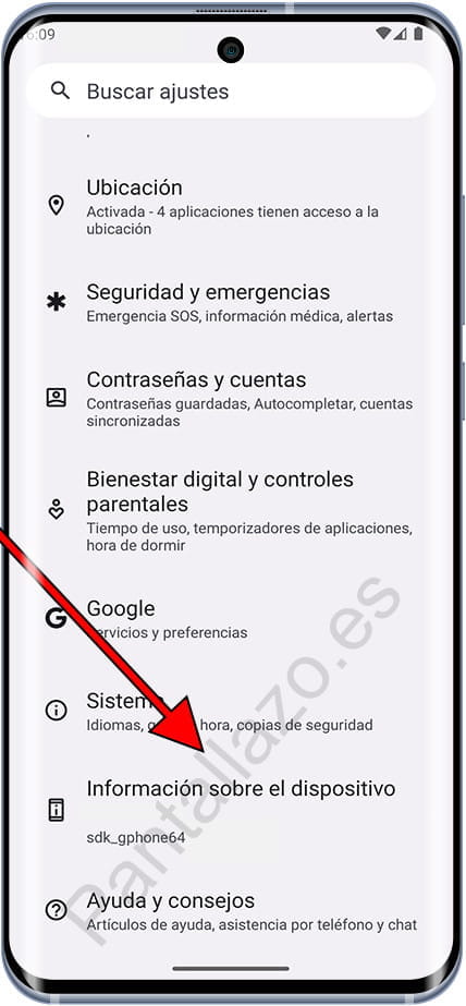 Información sobre el dispositivo en Android