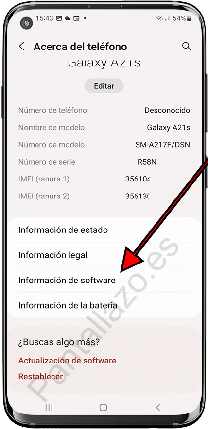 Información de software Samsung