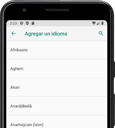 Buscar idiomas Android