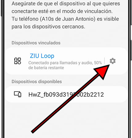 Ajustes de dispositivo Bluetooth en Samsung Galaxy