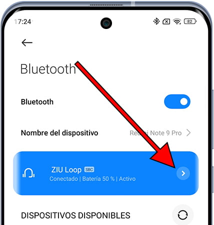 Ajustes de dispositivo Bluetooth en Xiaomi