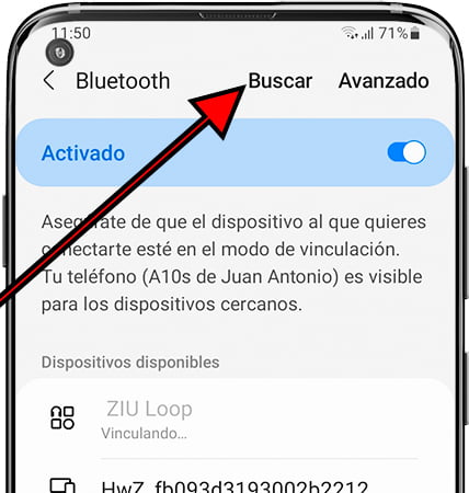 Buscar dispositivos Bluetooth en Samsung Galaxy