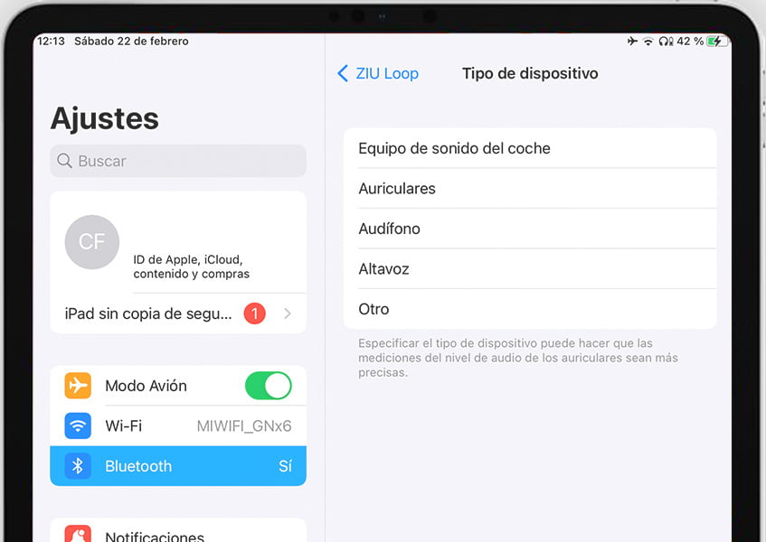 Tipos de dispositivo Bluetooth en iPhone