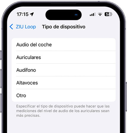 Tipos de dispositivo Bluetooth en iPhone